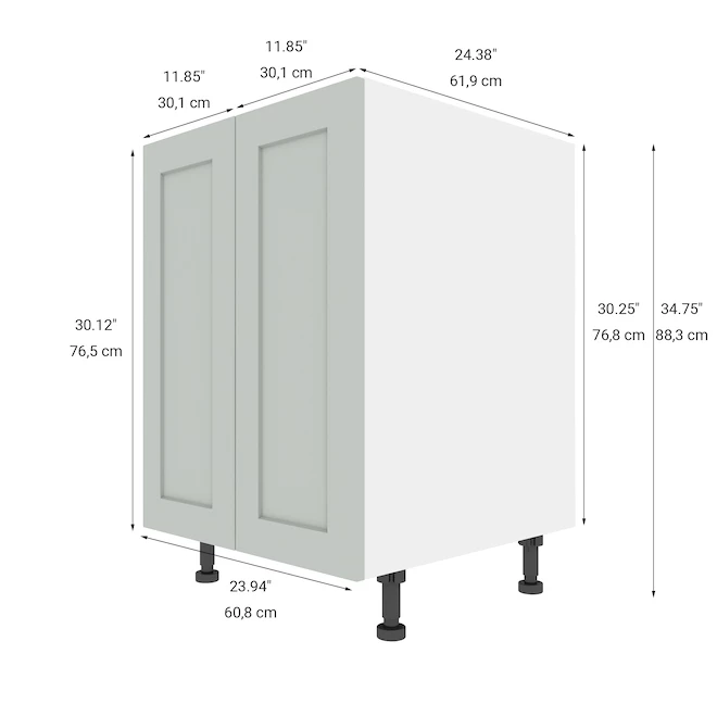 Eklipse Angelite Base Kitchen Cabinet - 2 Doors - 23 15/16-in x 34 3/4-in - Grey 4 Eklipse Angelite Base Kitchen Cabinet - 2 Doors - 23 15/16-in x 34 3/4-in - Grey - Image 2