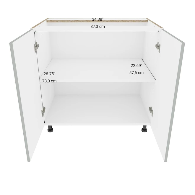 Eklipse Angelite Base Kitchen Cabinet - 2 Doors - 35 7/8-in x 34 3/4-in - Grey 5 Eklipse Angelite Base Kitchen Cabinet - 2 Doors - 35 7/8-in x 34 3/4-in - Grey - Image 3