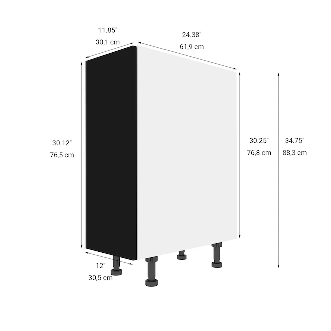 Eklipse Onyx Base Kitchen Cabinet - 12-in x 34 3/4-in - Black 4 Eklipse Onyx Base Kitchen Cabinet - 12-in x 34 3/4-in - Black - Image 2