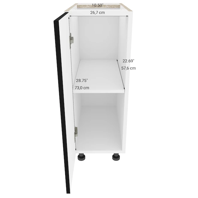 Eklipse Onyx Base Kitchen Cabinet - 12-in x 34 3/4-in - Black 5 Eklipse Onyx Base Kitchen Cabinet - 12-in x 34 3/4-in - Black - Image 3