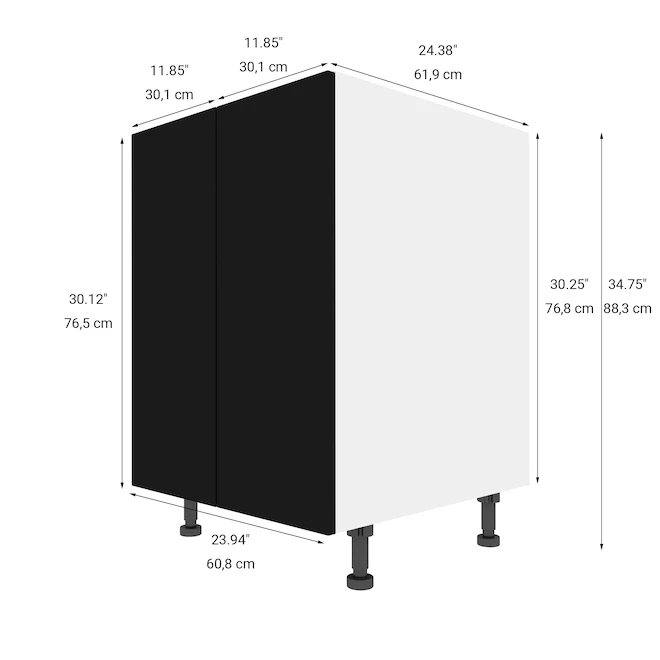 Eklipse Onyx Base Kitchen Cabinet - 23 15/16-in x 34 3/4-in - Black 4 Eklipse Onyx Base Kitchen Cabinet - 23 15/16-in x 34 3/4-in - Black - Image 2