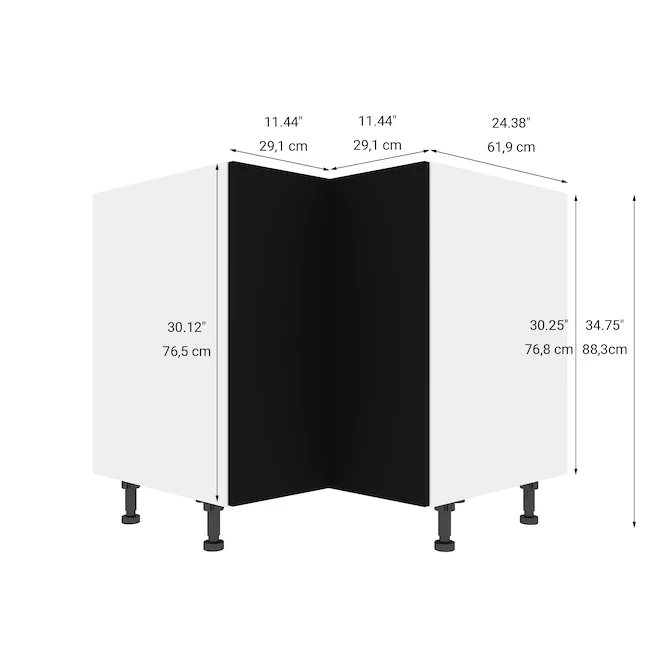 Eklipse Onyx Kitchen Corner Base Cabinet - 36 1/4-in x 34 3/4-in - Black 4 Eklipse Onyx Kitchen Corner Base Cabinet - 36 1/4-in x 34 3/4-in - Black - Image 2
