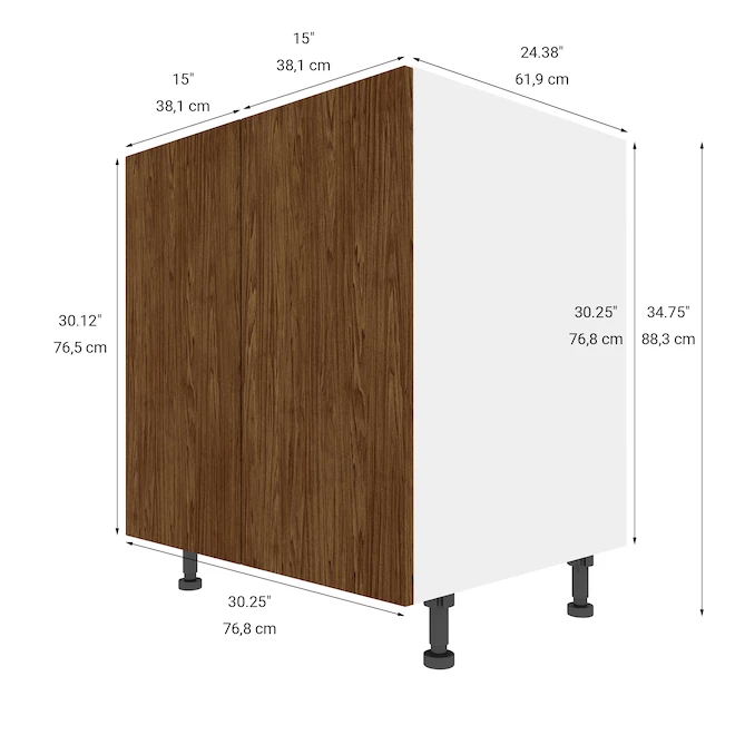 Eklipse Saphir Base Kitchen Cabinet - 30 1/4-in x 34 3/4-in - Woodgrain 4 Eklipse Saphir Base Kitchen Cabinet - 30 1/4-in x 34 3/4-in - Woodgrain - Image 2