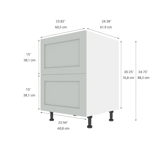 Eklipse Angelite Base Kitchen Cabinet - 2 Drawers - 24-in - Polymer - Grey 4 Eklipse Angelite Base Kitchen Cabinet - 2 Drawers - 24-in - Polymer - Grey - Image 2