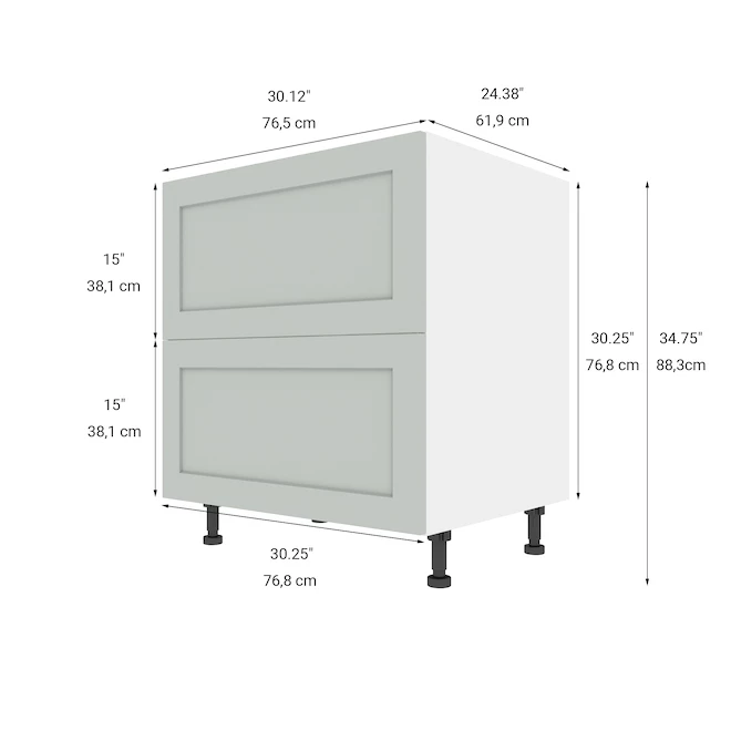 Eklipse Angelite Base Kitchen Cabinet - 2 Drawers - 30-in - Polymer - Grey 4 Eklipse Angelite Base Kitchen Cabinet - 2 Drawers - 30-in - Polymer - Grey - Image 2