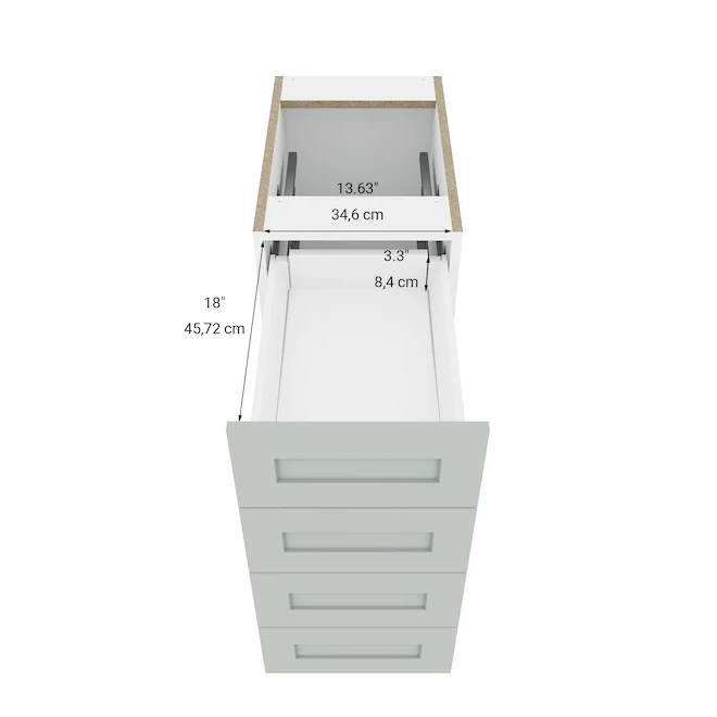 Eklipse Angelite Base Kitchen Cabinet - 4 Drawers - 15-in - Polymer - Grey 5 Eklipse Angelite Base Kitchen Cabinet - 4 Drawers - 15-in - Polymer - Grey - Image 3