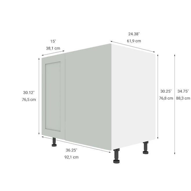 Eklipse Angelite Base Hidden Corner Kitchen Cabinet - Melamine with Thermofoil - 36-in x 35-in 4 Eklipse Angelite Base Hidden Corner Kitchen Cabinet - Melamine with Thermofoil - 36-in x 35-in - Image 2