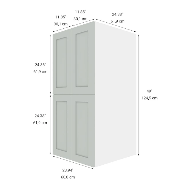 Eklipse Angelite Pantry Cabinet 24-in - 4 Shaker Doors Grey 4 Eklipse Angelite Pantry Cabinet 24-in - 4 Shaker Doors Grey - Image 2