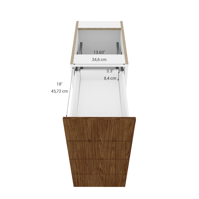 Eklipse Saphir Base Cabinet - 4 Drawers - 15-in - Melamine - Woodgrain 5 Eklipse Saphir Base Cabinet - 4 Drawers - 15-in - Melamine - Woodgrain - Image 3