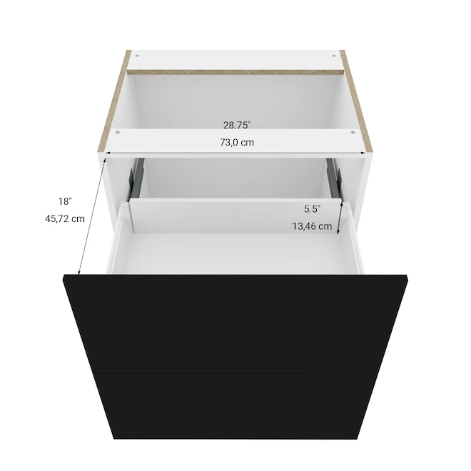 Eklipse Onyx Base Cabinet - 2 Drawers - 30-in - Polymer - Matte Black 5 Eklipse Onyx Base Cabinet - 2 Drawers - 30-in - Polymer - Matte Black - Image 3