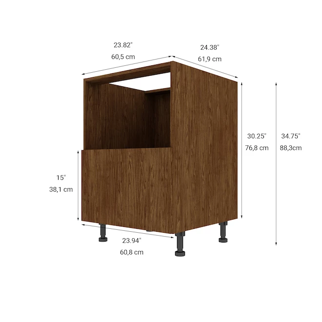 Eklipse Saphir Base Cabinet for Microwave Oven - 1 Drawer - 24-in - Melamine - Woodgrain 4 Eklipse Saphir Base Cabinet for Microwave Oven - 1 Drawer - 24-in - Melamine - Woodgrain - Image 2