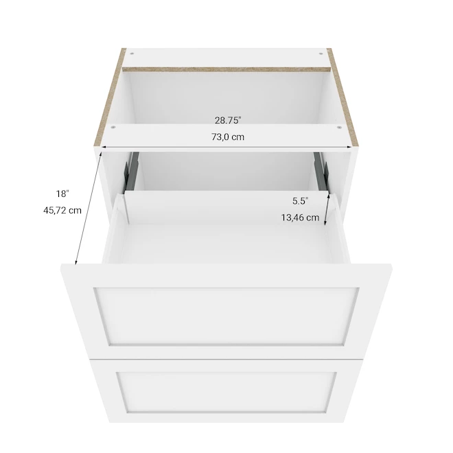 Eklipse Perle 30-in 2-Drawer Base Cabinet - Polymer - Matte White 5 Eklipse Perle 30-in 2-Drawer Base Cabinet - Polymer - Matte White - Image 3