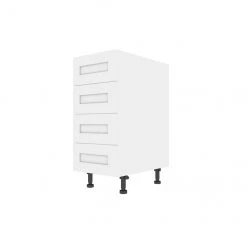 Eklipse Perle Base Cabinet - 4 Drawers - 15-in - Polymer - Matte White
