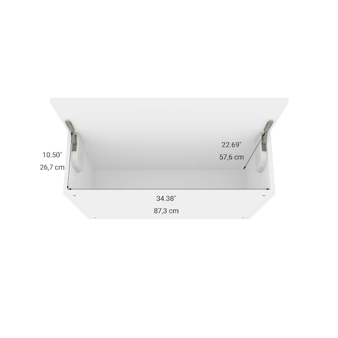 Eklipse Perle Horizontal Wall Cabinet - 1 Door - 36-in x 24-in - Polymer - Matte White 5 Eklipse Perle Horizontal Wall Cabinet - 1 Door - 36-in x 24-in - Polymer - Matte White - Image 3