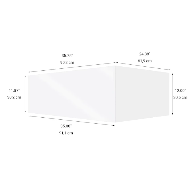 Eklipse Topaz Above Refrigerator Cabinet - 1 Door 36-in x 12-in - White 5 Eklipse Topaz Above Refrigerator Cabinet - 1 Door 36-in x 12-in - White - Image 3
