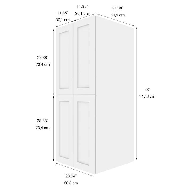Eklipse Top Pantry Tall Cabinet Perle - 4 Doors 24-in x 58-in - White 4 Eklipse Top Pantry Tall Cabinet Perle - 4 Doors 24-in x 58-in - White - Image 2