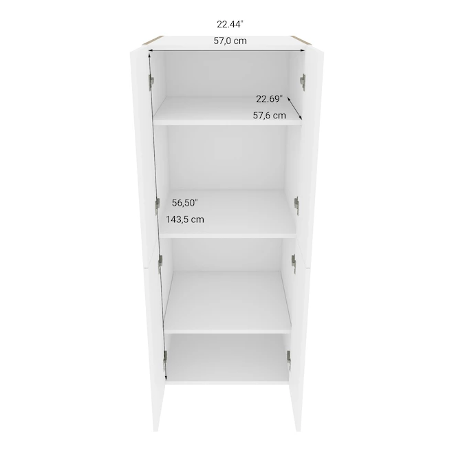 Eklipse Top Pantry Tall Cabinet Perle - 4 Doors 24-in x 58-in - White 5 Eklipse Top Pantry Tall Cabinet Perle - 4 Doors 24-in x 58-in - White - Image 3