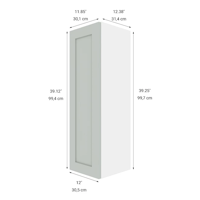 Eklipse Angelite Tall Upper Wall Cabinet - 1 Door 12-in x 39-in - Grey 4 Eklipse Angelite Tall Upper Wall Cabinet - 1 Door 12-in x 39-in - Grey - Image 2