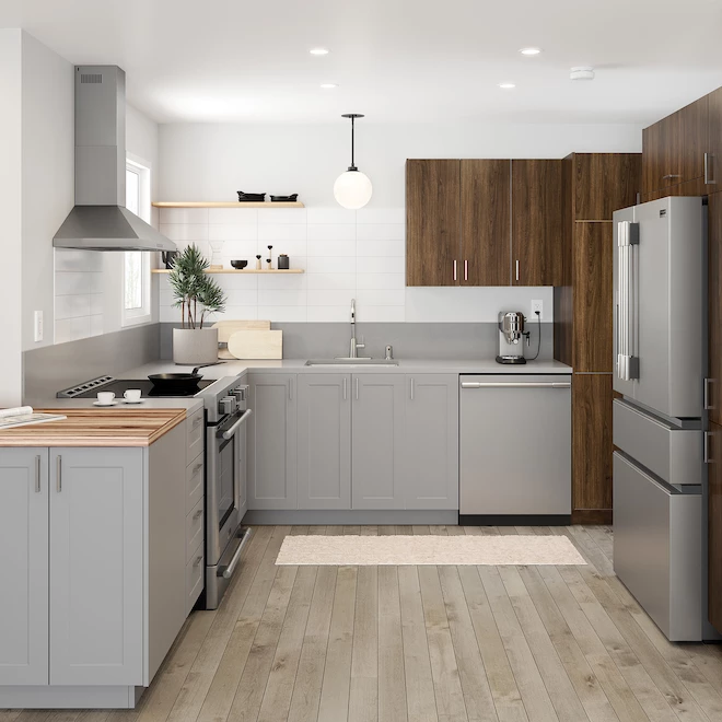 Eklipse Angelite Tall Upper Wall Cabinet - 1 Door 12-in x 39-in - Grey 6 Eklipse Angelite Tall Upper Wall Cabinet - 1 Door 12-in x 39-in - Grey - Image 4