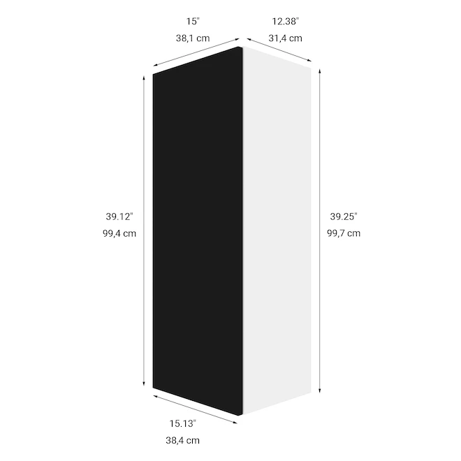 Eklipse Onyx Tall Wall Cabinet 1 Door 15-in Black 4 Eklipse Onyx Tall Wall Cabinet 1 Door 15-in Black - Image 2