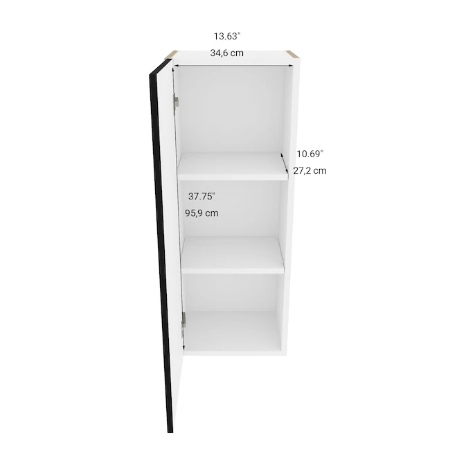 Eklipse Onyx Tall Wall Cabinet 1 Door 15-in Black 5 Eklipse Onyx Tall Wall Cabinet 1 Door 15-in Black - Image 3