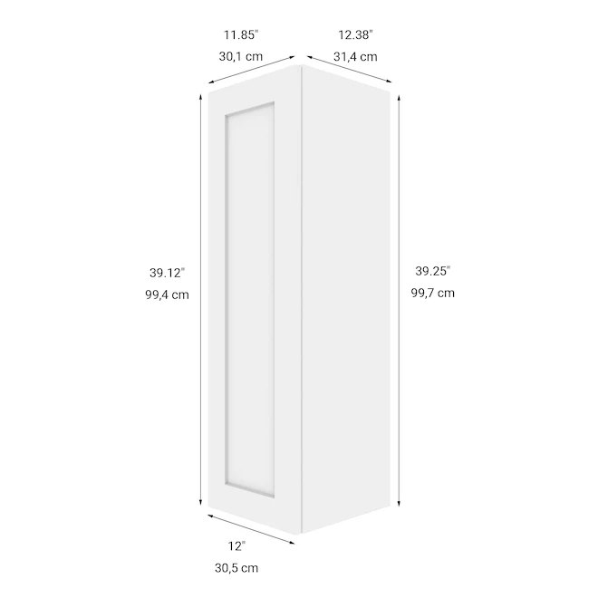 Eklipse Perle 1-Door Tall Upper Wall Cabinet - 12-in x 39-in 4 Eklipse Perle 1-Door Tall Upper Wall Cabinet - 12-in x 39-in - Image 2