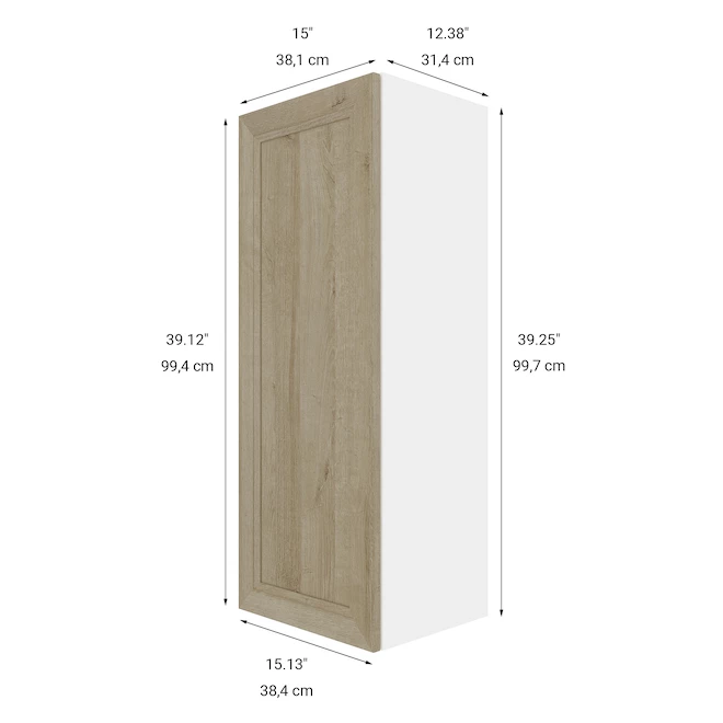 Eklipse Coral 1-Door Tall Upper Wall Cabinet - 15-in x 39-in 4 Eklipse Coral 1-Door Tall Upper Wall Cabinet - 15-in x 39-in - Image 2