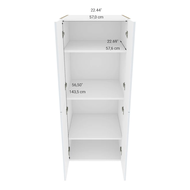 Eklipse Top Pantry Tall Cabinet Topaz - 4 Doors 24-in x 58-in - White 5 Eklipse Top Pantry Tall Cabinet Topaz - 4 Doors 24-in x 58-in - White - Image 3