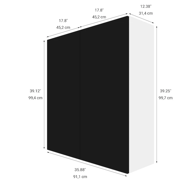 Eklipse Onyx Black Wide Wall Cabinet - 36-in x 39-in 4 Eklipse Onyx Black Wide Wall Cabinet - 36-in x 39-in - Image 2