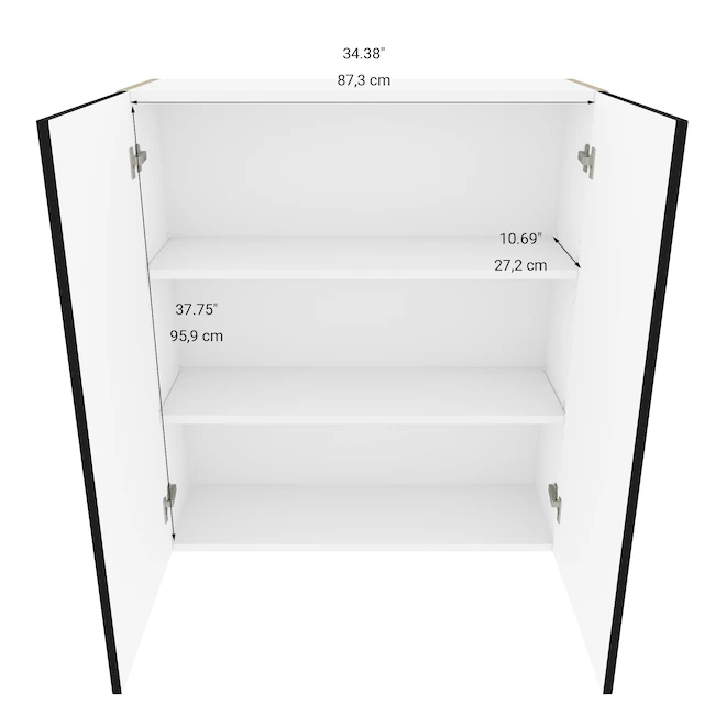 Eklipse Onyx Black Wide Wall Cabinet - 36-in x 39-in 5 Eklipse Onyx Black Wide Wall Cabinet - 36-in x 39-in - Image 3