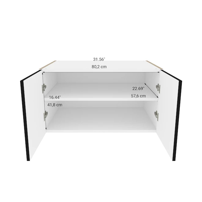 Eklipse by EBSU Onyx Small Wall Cabinet 33-in 2 Doors - Black and White 5 Eklipse by EBSU Onyx Small Wall Cabinet 33-in 2 Doors - Black and White - Image 3