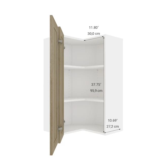 Eklipse By EBSU Coral Tall Wall Corner Cabinet - 2 Doors 24-in Brown 5 Eklipse By EBSU Coral Tall Wall Corner Cabinet - 2 Doors 24-in Brown - Image 3