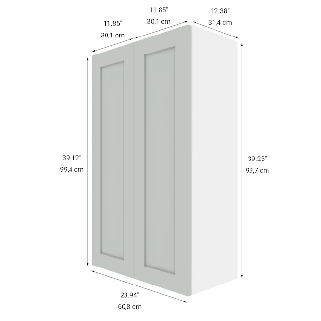 Eklipse by EBSU Ange2 Doors Tall Wall Cabinet - Melamine 24-in grey 4 Eklipse by EBSU Ange2 Doors Tall Wall Cabinet - Melamine 24-in grey - Image 2
