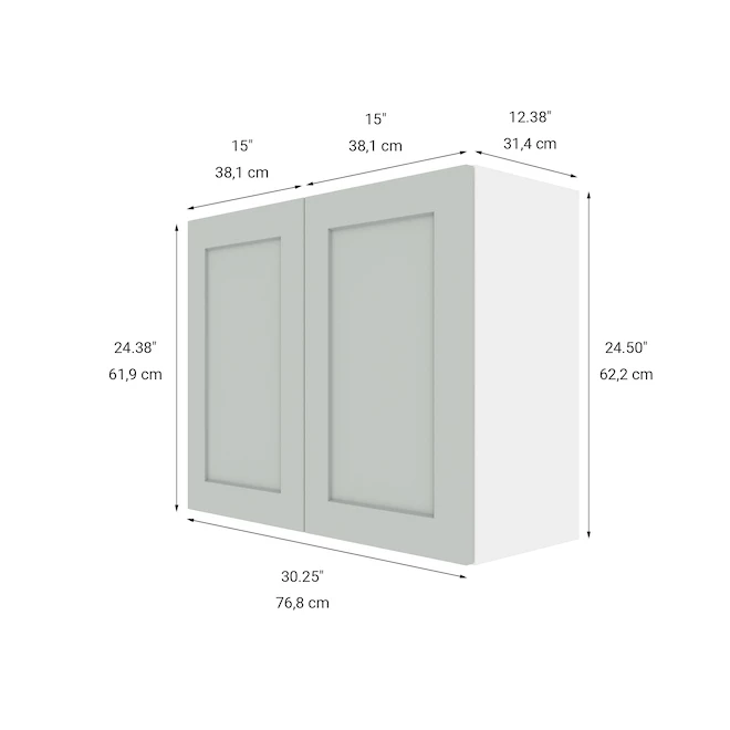 Eklipse by EBSU Angelite 2 Dooes Wall Cabinet - 30-in Melamine Grey 4 Eklipse by EBSU Angelite 2 Dooes Wall Cabinet - 30-in Melamine Grey - Image 2