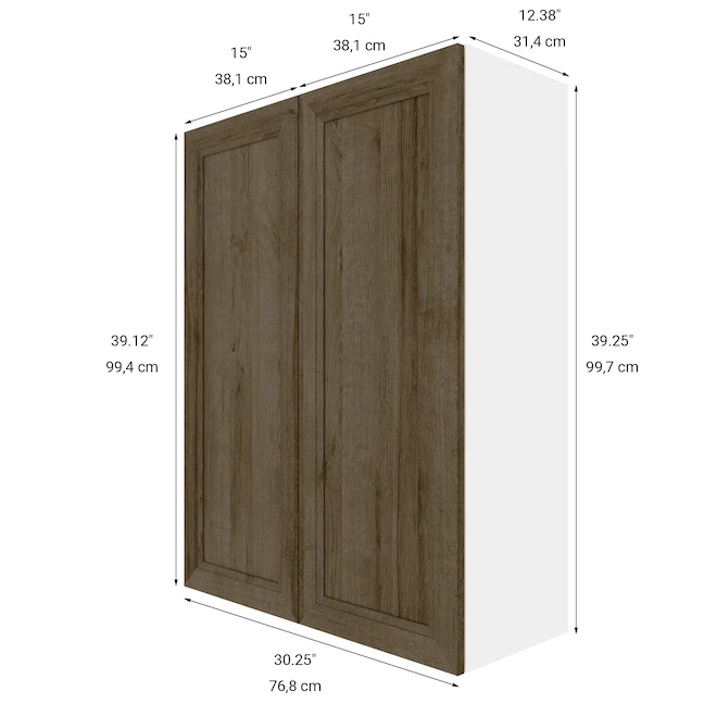 Eklipse by EBSU Ruby Tall Wall Cabinet 2 Doors - Melamine 24-in Brown 4 Eklipse by EBSU Ruby Tall Wall Cabinet 2 Doors - Melamine 24-in Brown - Image 2