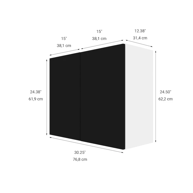 Eklipse Onyx Collection Medium Wall Cabinet 30-in x 24-in - Black 4 Eklipse Onyx Collection Medium Wall Cabinet 30-in x 24-in - Black - Image 2