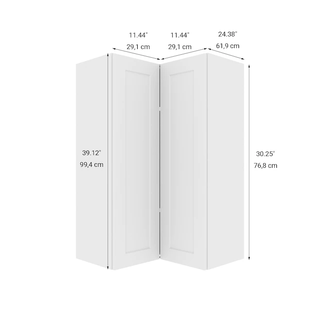 Eklipse Perle Collection Wall Corner Tall Cabinet - 24-in x 39-in - White 4 Eklipse Perle Collection Wall Corner Tall Cabinet - 24-in x 39-in - White - Image 2