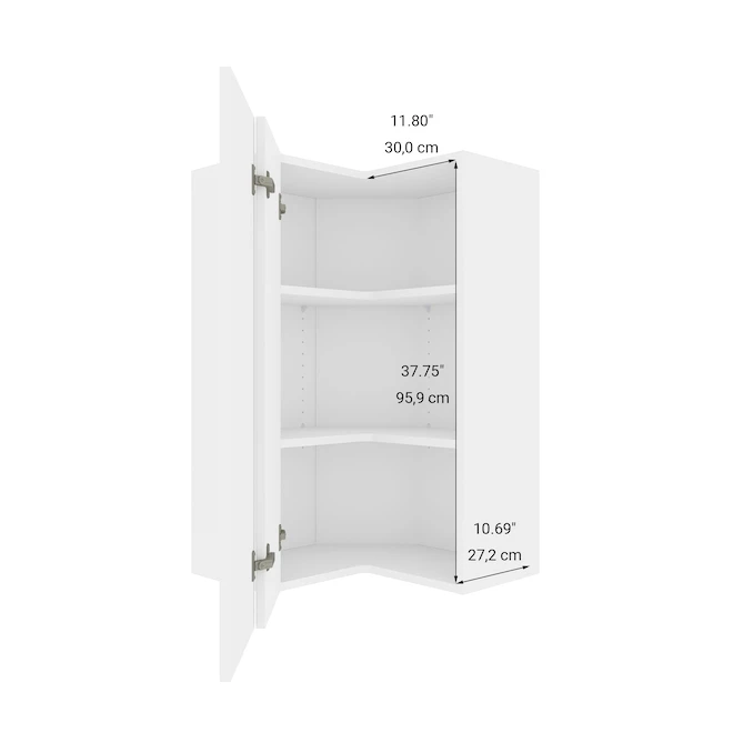 Eklipse Perle Collection Wall Corner Tall Cabinet - 24-in x 39-in - White 5 Eklipse Perle Collection Wall Corner Tall Cabinet - 24-in x 39-in - White - Image 3