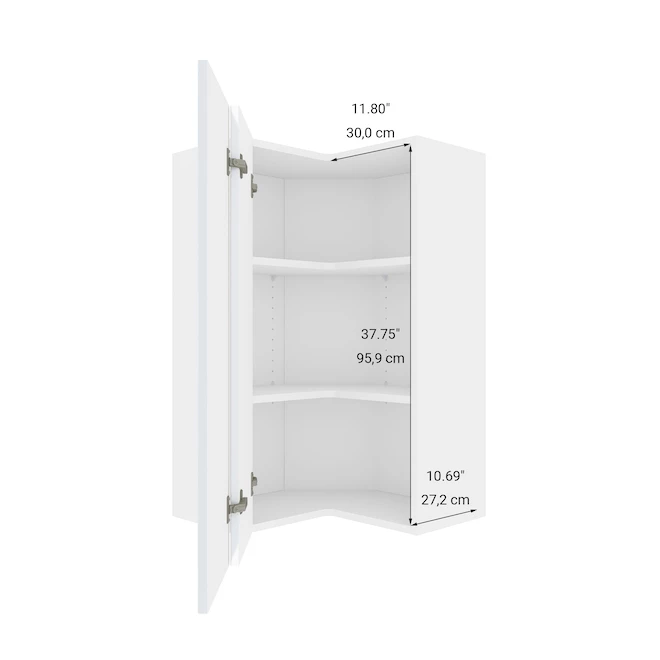 Eklipse Topaz Collection Wall Corner Tall Cabinet - 24-in x 39-in - White 5 Eklipse Topaz Collection Wall Corner Tall Cabinet - 24-in x 39-in - White - Image 3