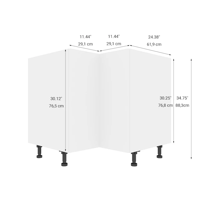 Eklipse Moonstone 36-in White Melamine 1-Door Corner Base Cabinet 4 Eklipse Moonstone 36-in White Melamine 1-Door Corner Base Cabinet - Image 2