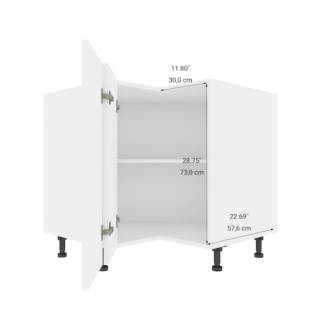 Eklipse Moonstone 36-in White Melamine 1-Door Corner Base Cabinet 5 Eklipse Moonstone 36-in White Melamine 1-Door Corner Base Cabinet - Image 3