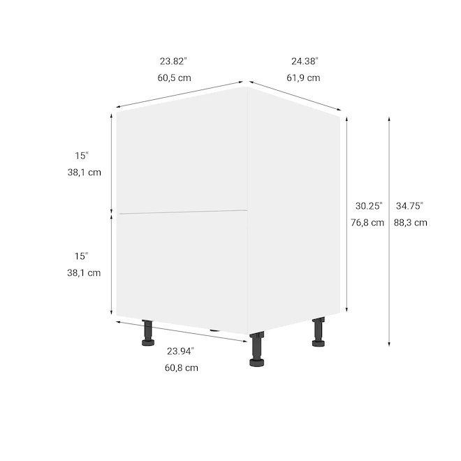 Eklipse Moonstone 24-in White Melamine 2-Drawer Base Cabinet 4 Eklipse Moonstone 24-in White Melamine 2-Drawer Base Cabinet - Image 2