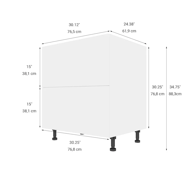 Eklipse Moonstone 30-in White Melamine 2-Drawer Base Cabinet 4 Eklipse Moonstone 30-in White Melamine 2-Drawer Base Cabinet - Image 2