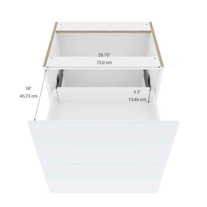 Eklipse Topaz 30.25-in x 34.75-in x 24.38-in Particleboard 2-Drawer Kitchen Base Cabinet 5 Eklipse Topaz 30.25-in x 34.75-in x 24.38-in Particleboard 2-Drawer Kitchen Base Cabinet - Image 3