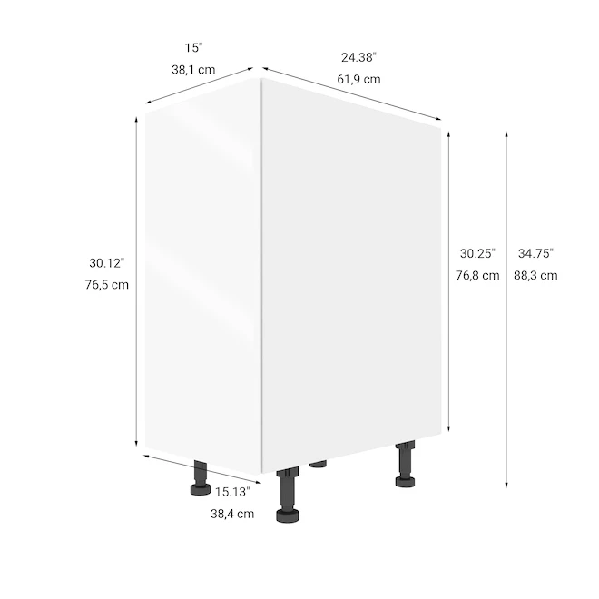 Eklipse Topaz 15.13-in x 34.75-in x 24.38-in Particleboard 1-Door Kitchen Base Cabinet 4 Eklipse Topaz 15.13-in x 34.75-in x 24.38-in Particleboard 1-Door Kitchen Base Cabinet - Image 2