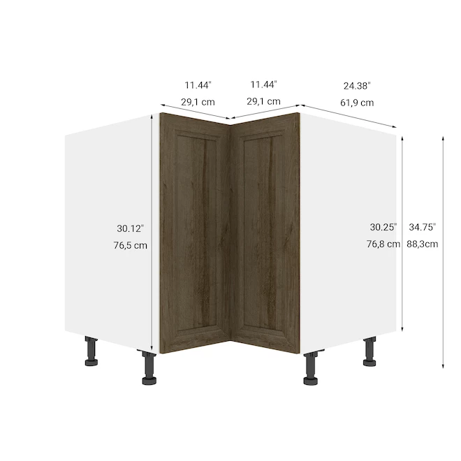 Eklipse Ruby 35.88-in x 34.75-in x 36.25-in Particleboard 2-Door Kitchen Base Corner Cabinet 4 Eklipse Ruby 35.88-in x 34.75-in x 36.25-in Particleboard 2-Door Kitchen Base Corner Cabinet - Image 2