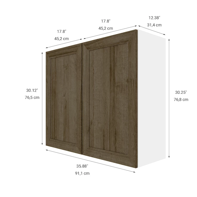 Eklipse Ruby 35.88-in x 30.25-in x 12,38 po Particleboard 2-Door Kitchen Wall Cabinet 4 Eklipse Ruby 35.88-in x 30.25-in x 12,38 po Particleboard 2-Door Kitchen Wall Cabinet - Image 2