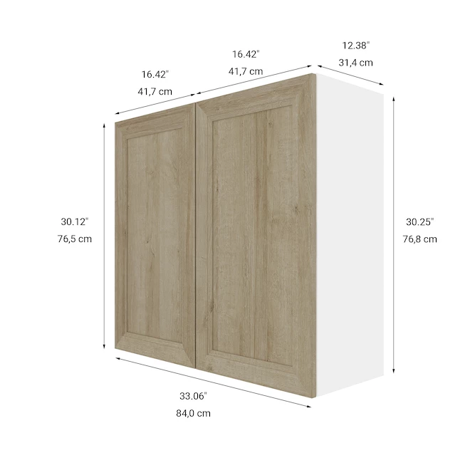 Eklipse Coral 33.06-in x 30.25-in x 12,38 po Particleboard 2-Door Kitchen Wall Cabinet 4 Eklipse Coral 33.06-in x 30.25-in x 12,38 po Particleboard 2-Door Kitchen Wall Cabinet - Image 2