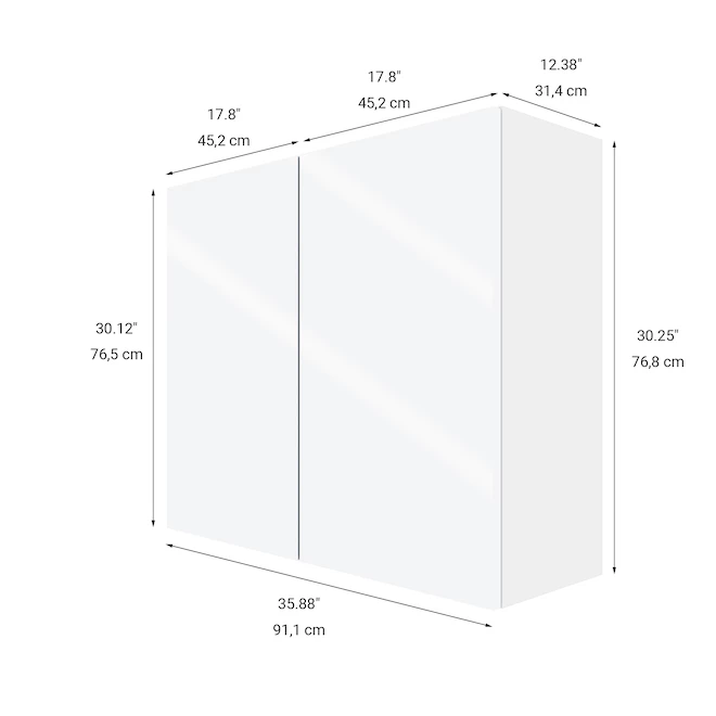 Eklipse Topaz 35.88-in x 30.25-in x 12.38-in Particleboard 2-Door Kitchen Wall Cabinet 4 Eklipse Topaz 35.88-in x 30.25-in x 12.38-in Particleboard 2-Door Kitchen Wall Cabinet - Image 2