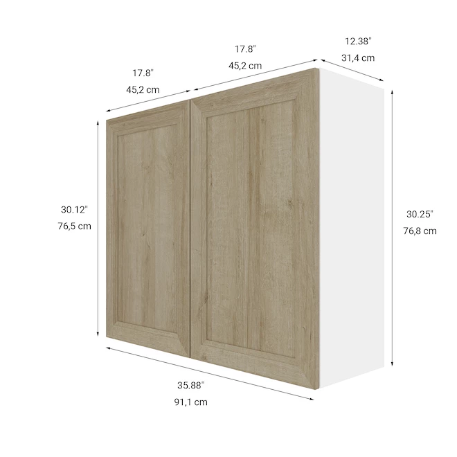 Eklipse Coral 35.88-in x 30.25-in x 12.38-in Particleboard 2-Door Kitchen Wall Cabinet 4 Eklipse Coral 35.88-in x 30.25-in x 12.38-in Particleboard 2-Door Kitchen Wall Cabinet - Image 2